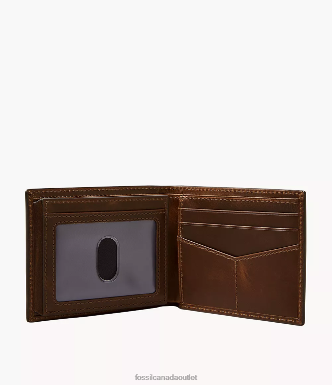 Fossil Accessory Men Brown Derrick Bifold w/ Flip ID and Belt Gift Set D2VPL2027