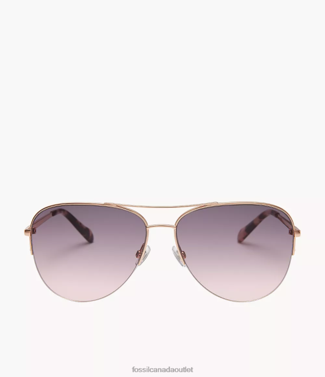 Fossil Accessory Women Gray Pink Tiana Aviator Sunglasses D2VPL1975