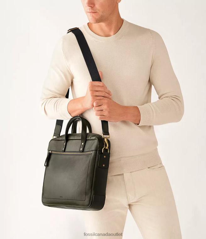 Fossil Bag Men Green Haskell Double Zip Workbag D2VPL1621