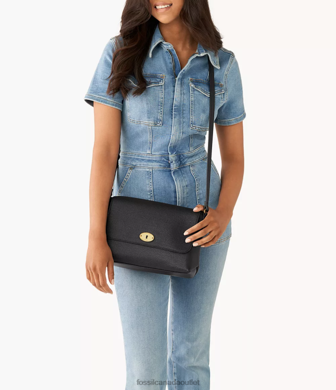Fossil Bag Women Black Gabriella Medium Flap Crossbody D2VPL530