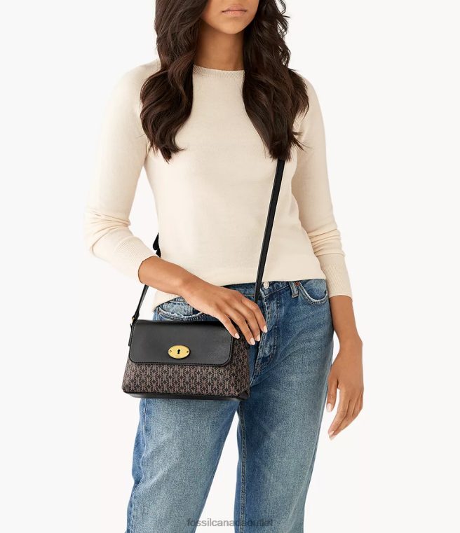 Fossil Bag Women Black Gabriella Small Flap Crossbody D2VPL638