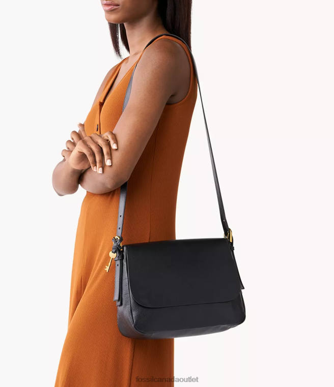 Fossil Bag Women Black Harper Large Flap Crossbody D2VPL460