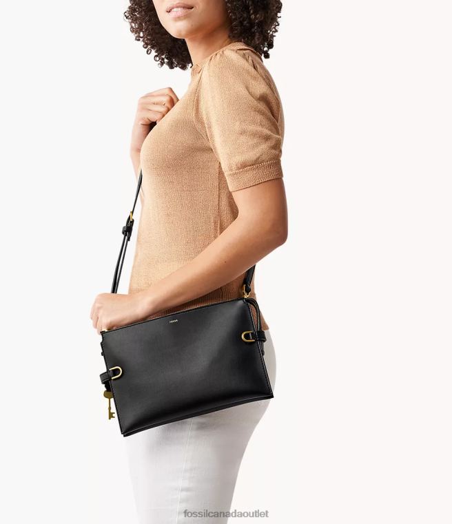 Fossil Bag Women Black Kier Cactus Leather Crossbody D2VPL307