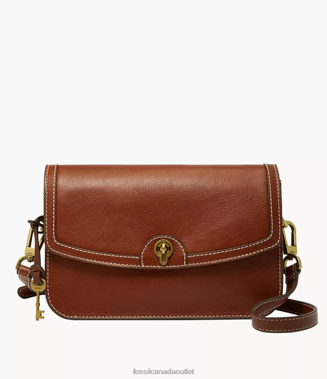 Fossil Bag Women Brown Ainsley Flap Crossbody D2VPL463