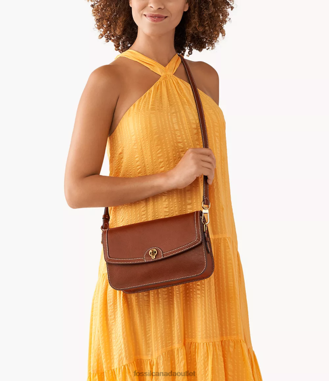 Fossil Bag Women Brown Ainsley Flap Crossbody D2VPL463