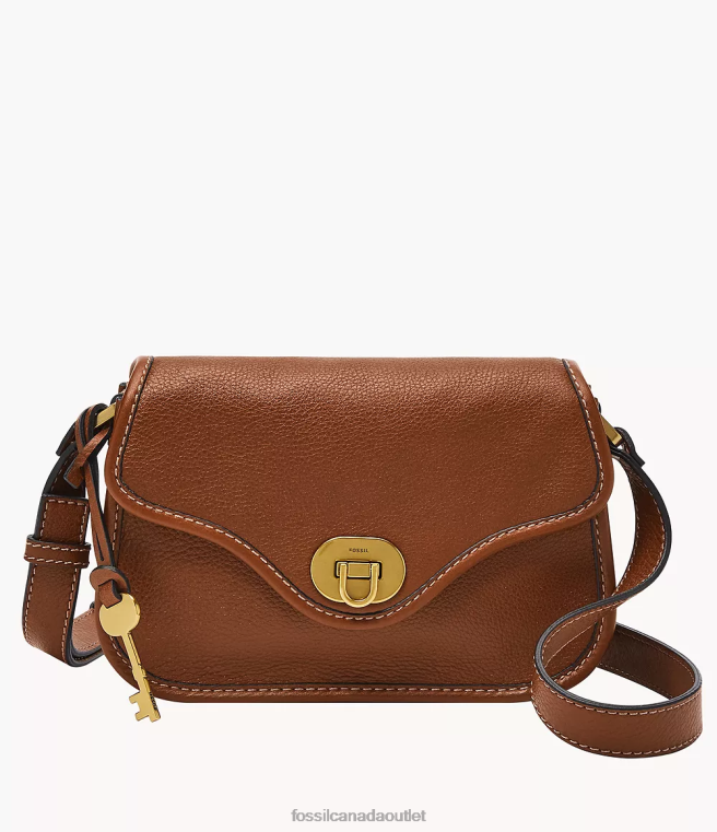 Fossil Bag Women Brown Heritage Mini Flap Crossbody D2VPL285