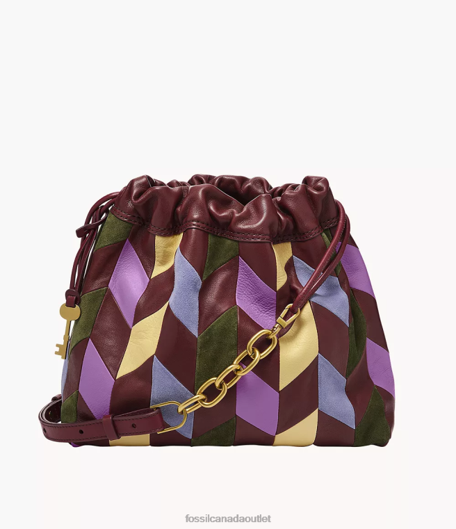 Fossil Bag Women Burgundy Gigi Drawstring Shoulder Bag D2VPL446