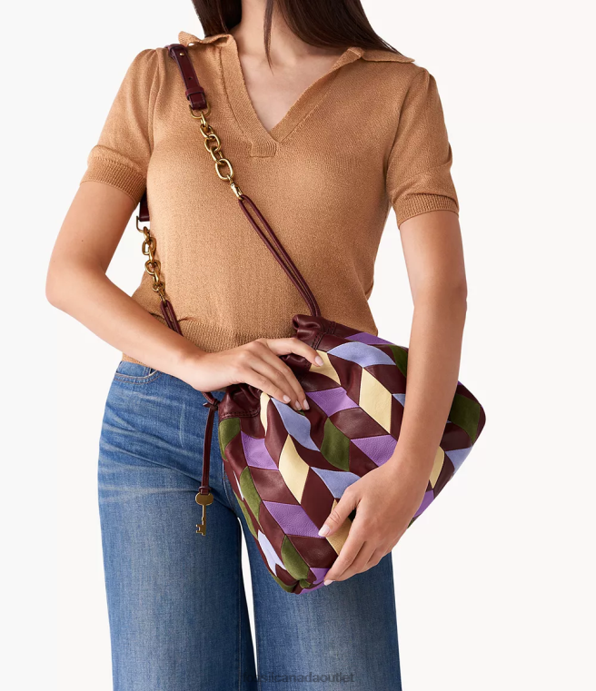 Fossil Bag Women Burgundy Gigi Drawstring Shoulder Bag D2VPL446