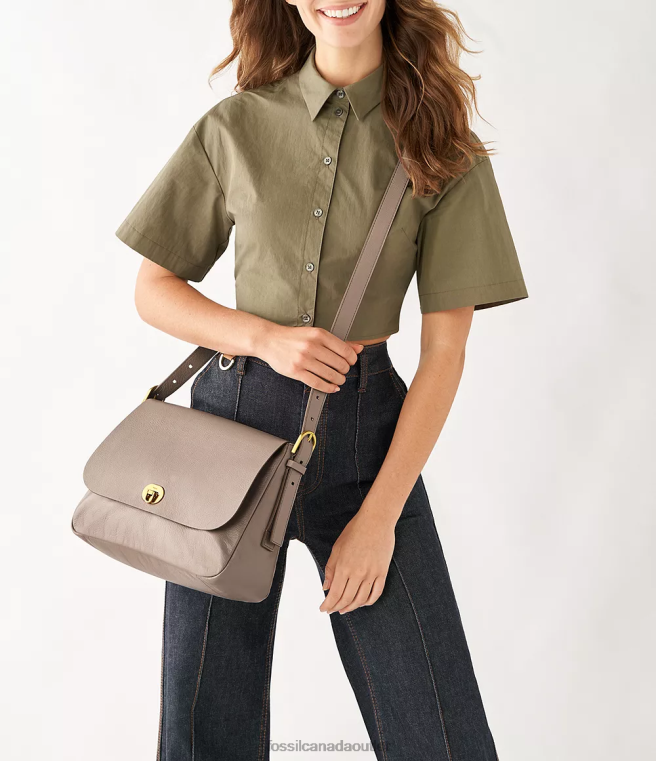Fossil Bag Women Gray Harper Large Flap Crossbody D2VPL468