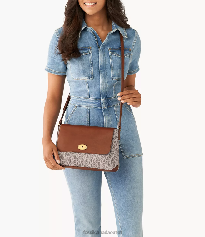 Fossil Bag Women Khaki Gabriella Medium Flap Crossbody D2VPL651