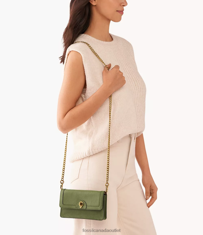 Fossil Bag Women Olive Ainsley Wallet On Chain With Turn Lock D2VPL526