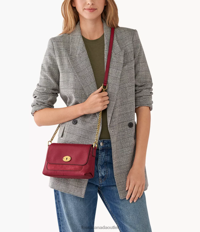 Fossil Bag Women Red Gabriella Small Flap Crossbody D2VPL719