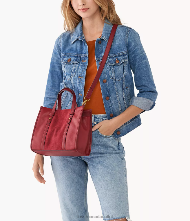 Fossil Bag Women Red Kingston Satchel D2VPL611