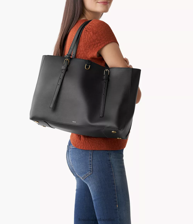 Fossil Bag Women Black Kier Cactus Leather Tote D2VPL371