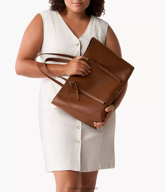 Fossil Bag Women Brown Kier Cactus Leather Tote D2VPL373