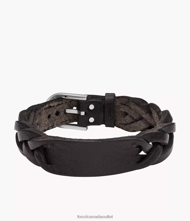 Fossil Jewelry Men Black Heritage Braided Leather Strap Bracelet D2VPL1958