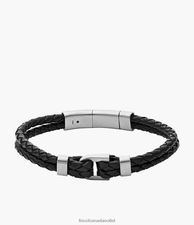 Fossil Jewelry Men Black Heritage D-Link Leather Bracelet D2VPL1878