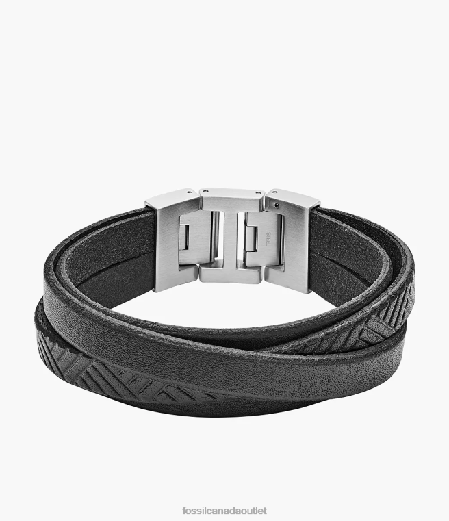Fossil Jewelry Men Black Leather Wrap Bracelet D2VPL1861