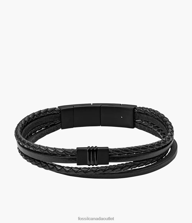Fossil Jewelry Men Black Multi-Strand Leather Bracelet D2VPL1887