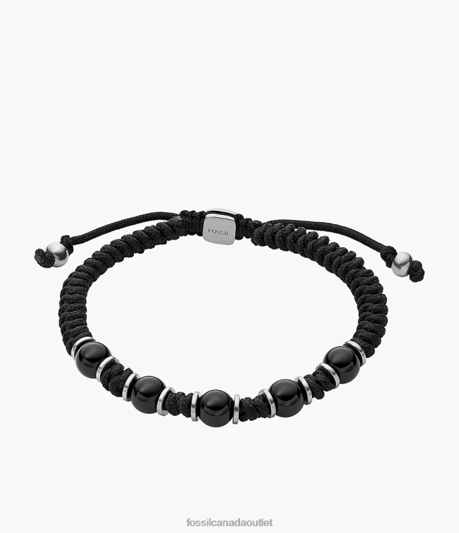 Fossil Jewelry Men Black Onyx Beaded Bracelet D2VPL1867