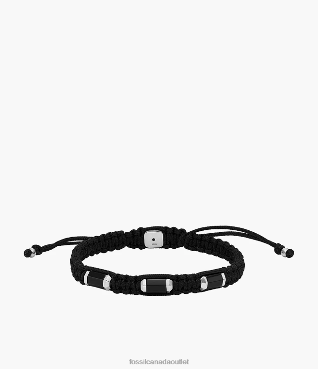 Fossil Jewelry Men Black Onyx Beaded Bracelet D2VPL1889