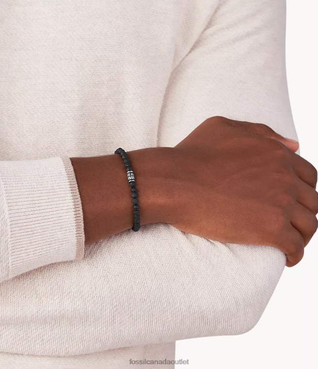 Fossil Jewelry Men Black Semi-Precious Bracelet D2VPL1850