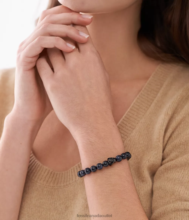 Fossil Jewelry Men Blue Sandstone Star Wars Darth Vader Beaded Bracelet D2VPL1844
