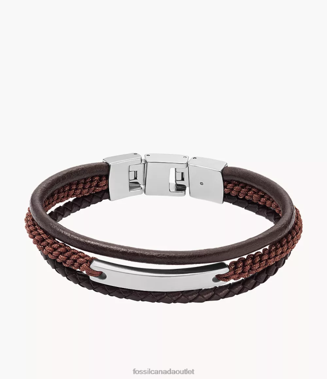 Fossil Jewelry Men Brown Drew Leather Multi Strand Bracelet D2VPL1851