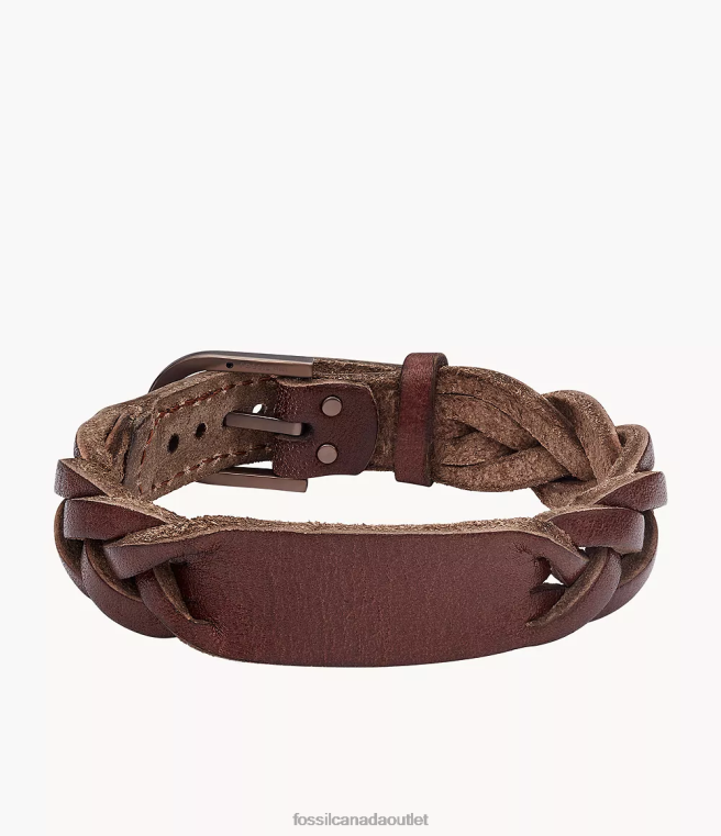 Fossil Jewelry Men Brown Heritage Braided Leather Strap Bracelet D2VPL1957