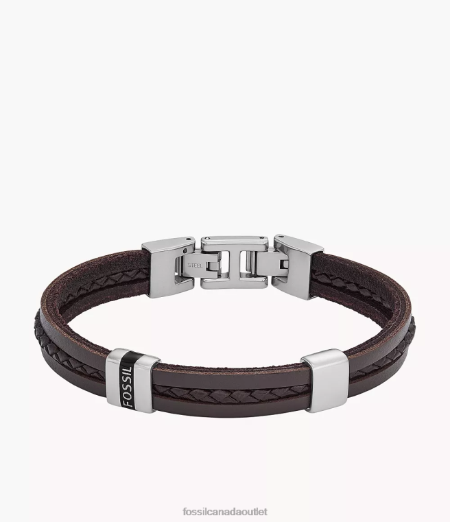 Fossil Jewelry Men Brown Leather Essentials Leather Strap Bracelet D2VPL1880