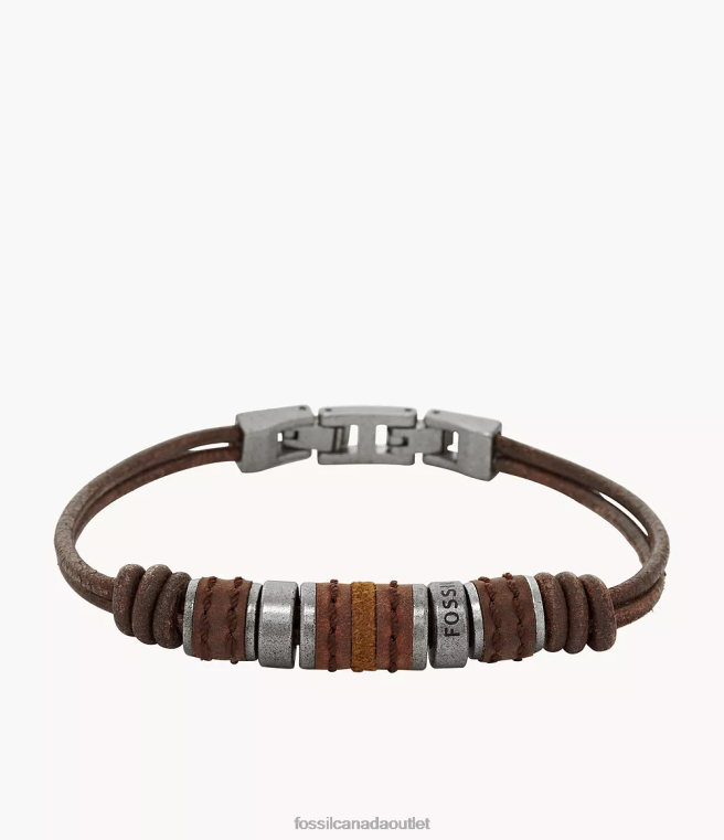 Fossil Jewelry Men Brown Rondell Leather Bracelet D2VPL1892