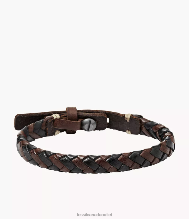 Fossil Jewelry Men Brown and Black Braided Bracelet D2VPL1855