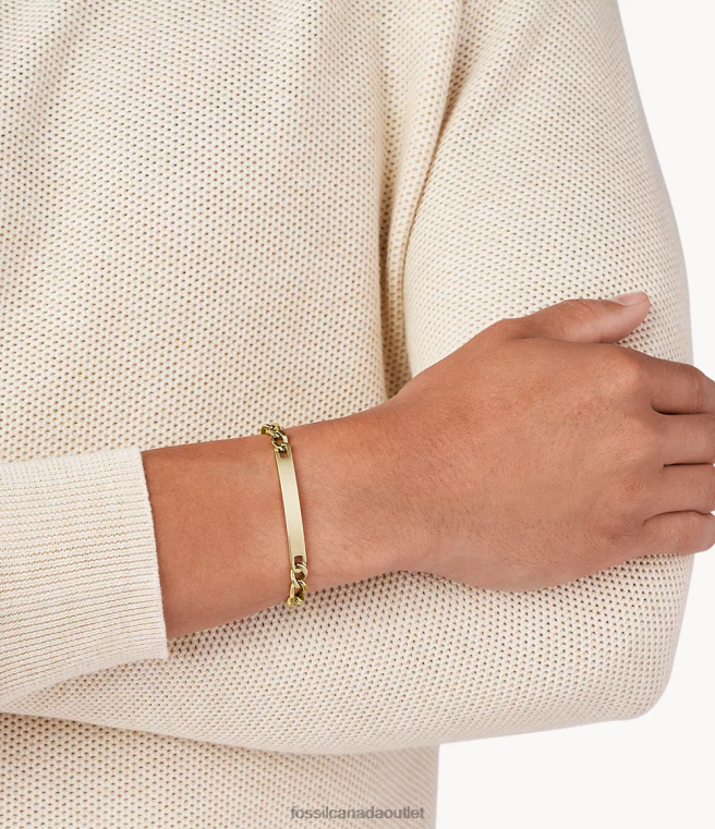Fossil Jewelry Men Gold-Tone Steel Plaque Bracelet D2VPL1866