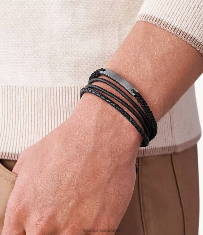 Fossil Jewelry Men Gray Vintage Casual Steel Multi-Strand Bracelet D2VPL1885