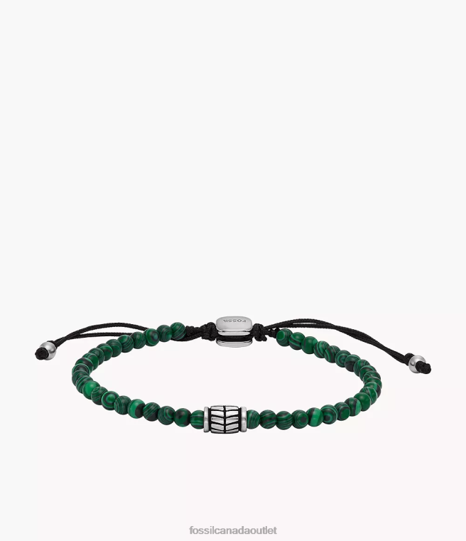 Fossil Jewelry Men Green Reconstituted Malachite Beaded Bracelet D2VPL1886