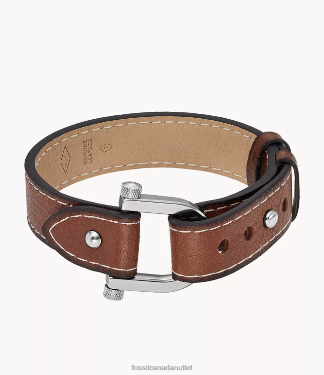 Fossil Jewelry Men Medium Brown Heritage D-Link Leather Strap Bracelet D2VPL1879