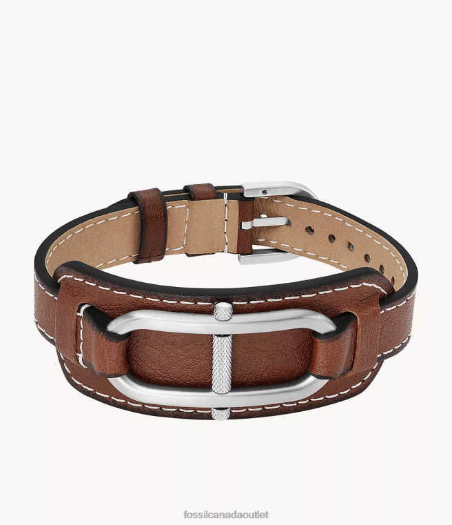 Fossil Jewelry Men Medium Brown Heritage D-Link Leather Strap Bracelet D2VPL1895