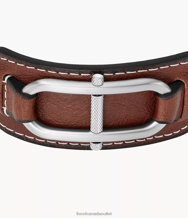 Fossil Jewelry Men Medium Brown Heritage D-Link Leather Strap Bracelet D2VPL1895