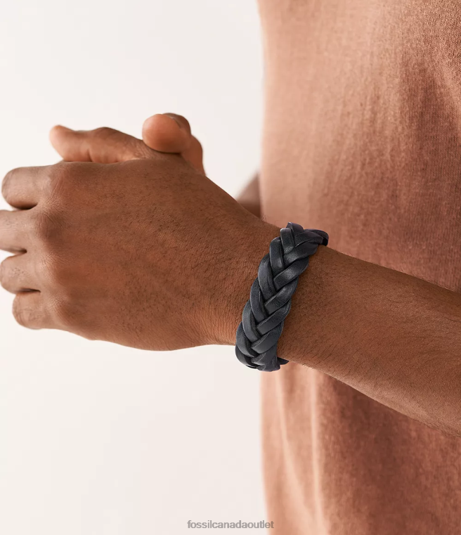 Fossil Jewelry Men Navy Leather Essentials Leather Strap Bracelet D2VPL1897