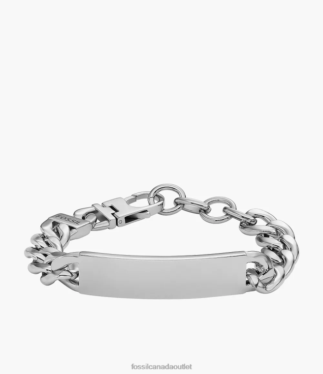 Fossil Jewelry Men Silver-Tone Drew Stainless Steel ID Bracelet D2VPL1873
