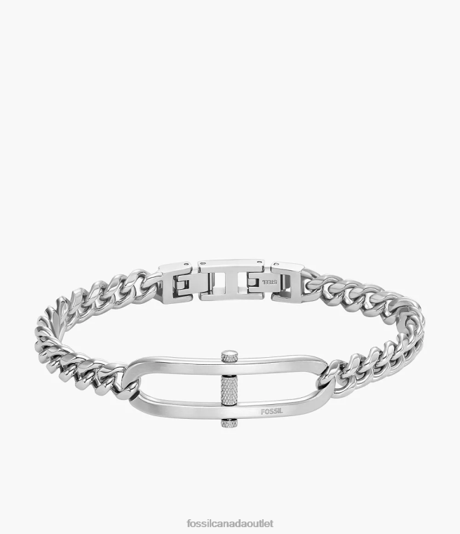 Fossil Jewelry Men Silver-Tone Heritage D-Link Stainless Steel Chain Bracelet D2VPL1875