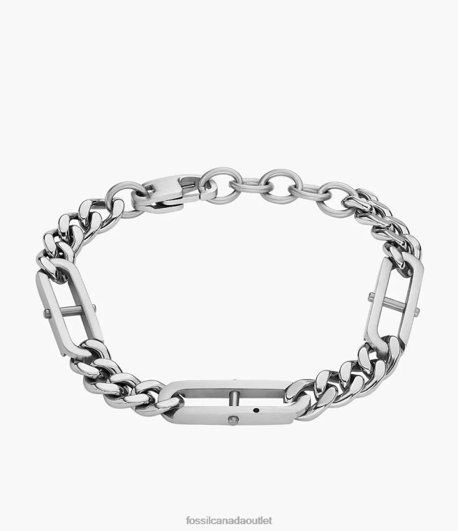 Fossil Jewelry Men Silver-Tone Heritage D-Link Stainless Steel Chain Bracelet D2VPL1898