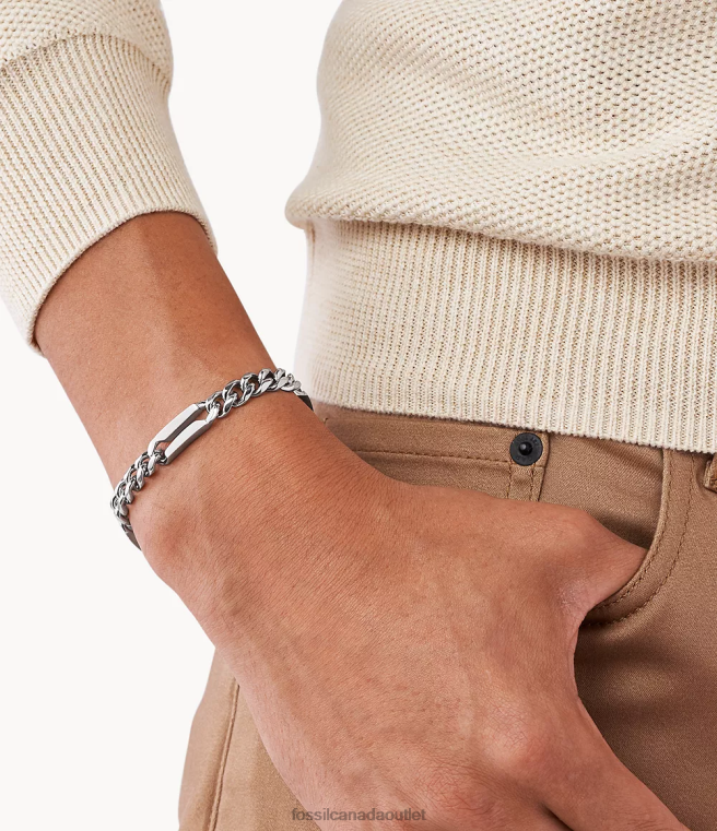 Fossil Jewelry Men Silver-Tone Stainless Steel Chain Bracelet D2VPL1899