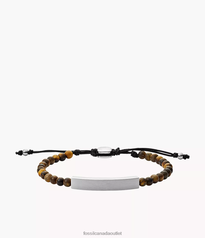 Fossil Jewelry Men Tiger's Eye Beaded Bracelet D2VPL1854