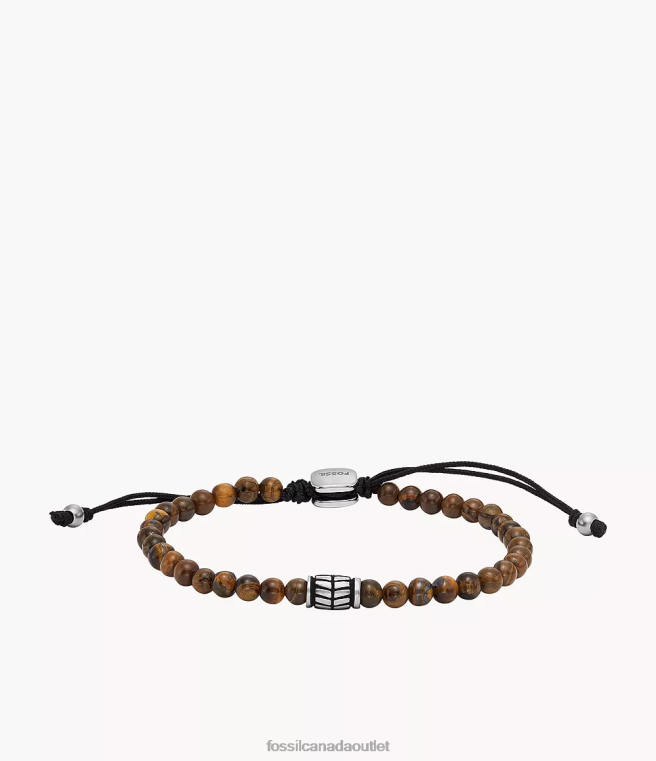 Fossil Jewelry Men Tiger's Eye Beaded Bracelet D2VPL1870