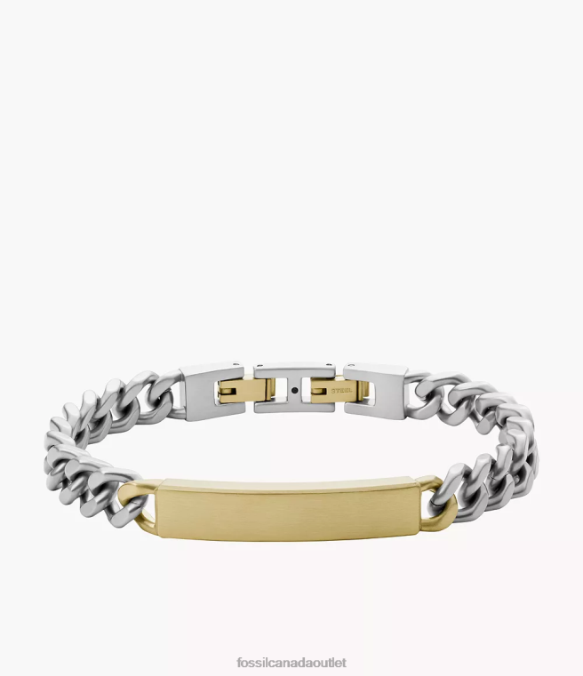 Fossil Jewelry Men Two-Tone Core Essentials Stainless Steel ID Bracelet D2VPL1871