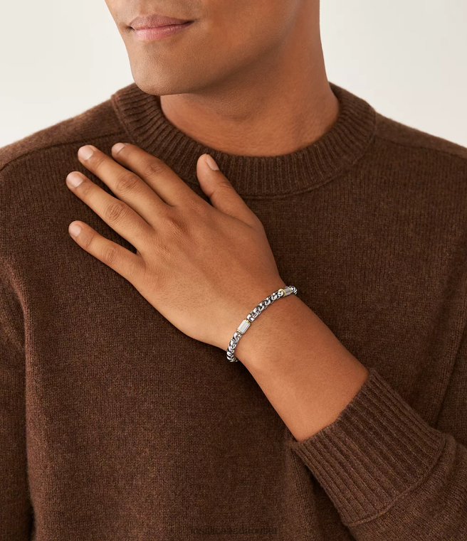 Fossil Jewelry Men Two-Tone Silver and Gold All Stacked Up Stainless Steel Chain Bracelet D2VPL1863
