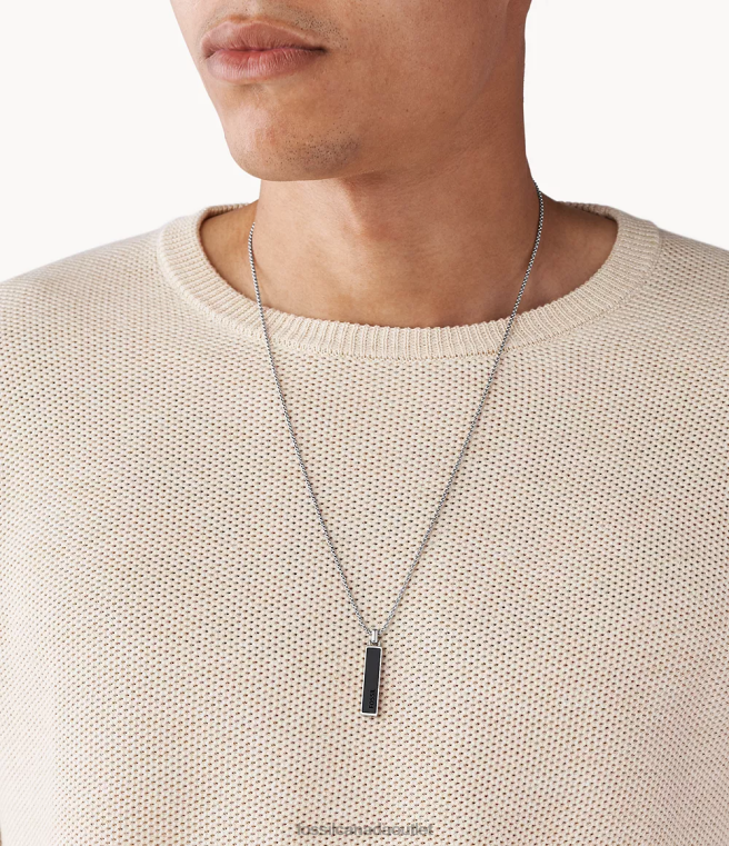 Fossil Jewelry Men Black Dive Agate Pendant Necklace D2VPL1919