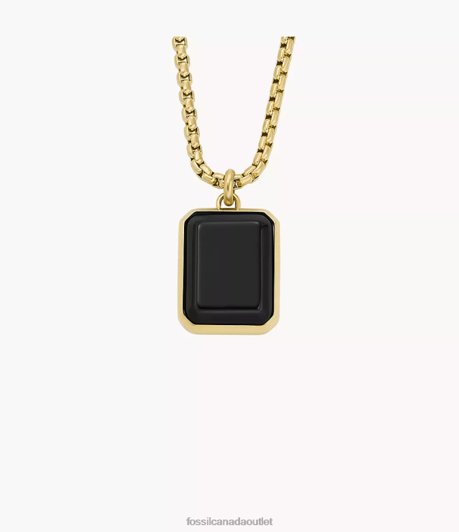 Fossil Jewelry Men Black and Gold-Tone Onyx Chain Necklace D2VPL1912