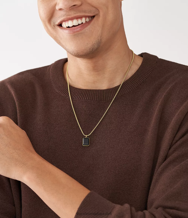 Fossil Jewelry Men Black and Gold-Tone Onyx Chain Necklace D2VPL1912
